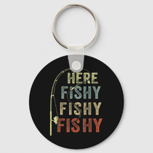 Llavero Camiseta divertida de pesca Aquí-pescosa B Papá Mu