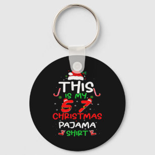 Llavero Camiseta divertida de pijama de Navidad 67 Seis Si