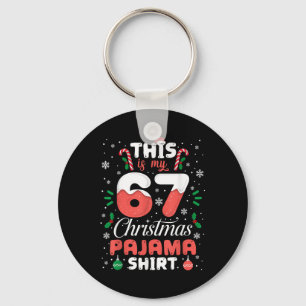 Llavero Camiseta divertida de pijama de Navidad 67 Seis Si