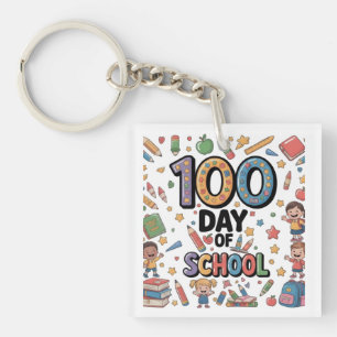 Llavero Camiseta divertida del 100º día de escuela   Niños