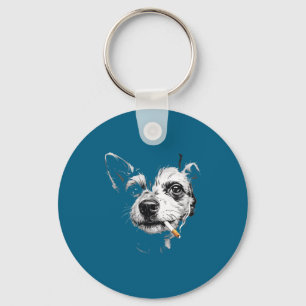 Llavero Camiseta Divertida Perro de Jazz Antiguo Fumando C