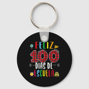 Llavero Camiseta Feliz 100 Días De Escuela Español 100 Día