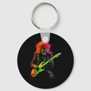 Llavero Camiseta gráfica de esqueleto tocando guitarra de