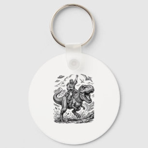 Llavero Camiseta gráfica de jinete de dinosaurio con graba