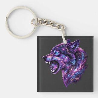 Llavero Camiseta gráfica de lobo aullador galáctico cósmic