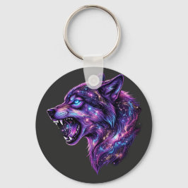 Llavero Camiseta gráfica de lobo rugiendo en galaxia cósmi