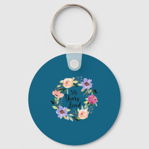 Llavero Camiseta Mujer 58 Amado Cumpleaños 58 Floral
