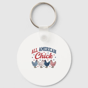 Llavero Camiseta Patriótica de Pollo Chick Americana_