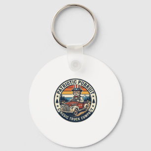 Llavero Camiseta Patriótica del Tío Sam Gato Retro Atardec