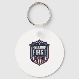 Llavero Camiseta Patriótica Escudo Libertad Primero USA 17