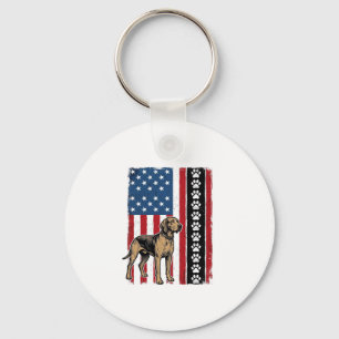 Llavero Camiseta Patriótica Huella de Perro Bandera Vintag