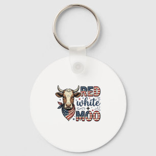 Llavero Camiseta Patriótica Vaca Roja Blanca Moo 4 de Juli
