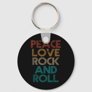 Llavero Camiseta Paz Amor Rock N Roll Vintage Banda de Roc