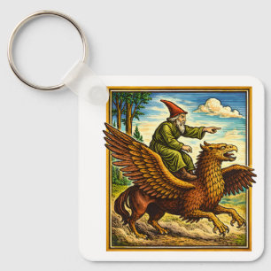 Llavero Camiseta Retro Medieval Fantasía de Jinete de Cara