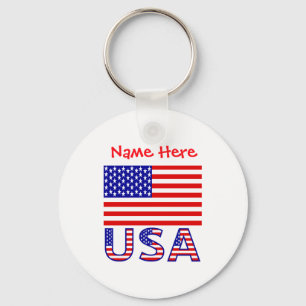 Llavero Camiseta roja personalizada de la bandera american