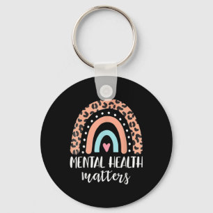 Llavero Camiseta Salud Mental Leopardo Boho Arcoíris Conci
