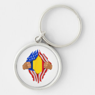 Llavero Camiseta Sangre Rumana Dentro de Mí Bandera de Rum