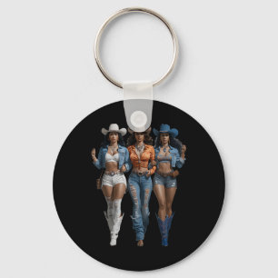 Llavero Camiseta vaquera negra occidental Rodeo País Mujer