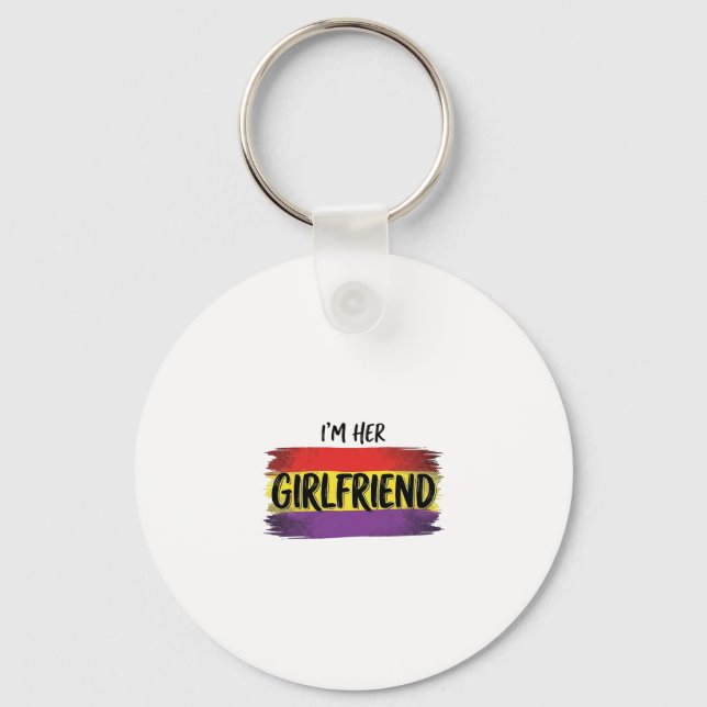 Llavero Camiseta Vector Orgullo Arcoíris Soy Su Novia (Anverso)