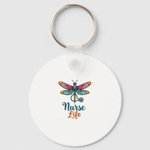 Llavero Camiseta vida de enfermera libélula colorida (2)
