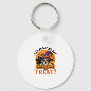 Llavero Camiseta Vintage de Halloween Bulldog Bruja Perro