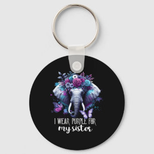 Llavero Camisetas de demencia floral púrpura Elefantes Mar