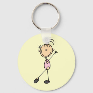 Llavero Camisetas de gimnasia de figura de palo de niña y 