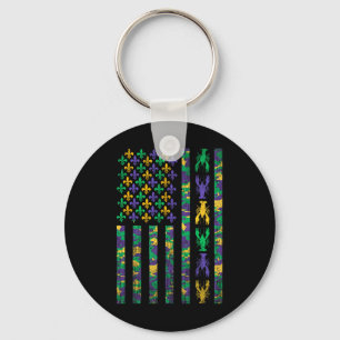 Llavero Camisetas de Mardi Gras de la bandera americana ho