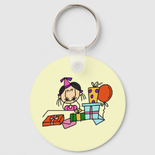Llavero Camisetas de niña de pelo negro con regalos de cum