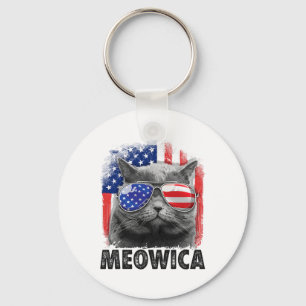 Llavero Camisetas del 4 de julio para gatos Meowica Merica