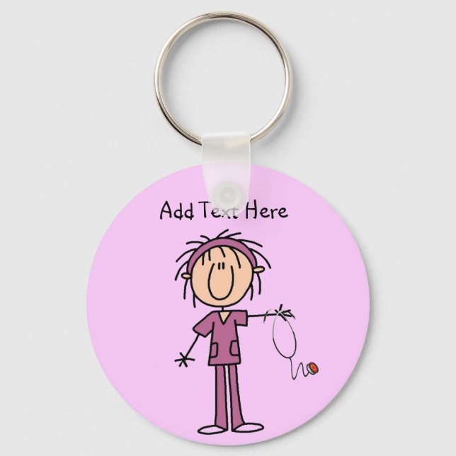 Llavero Camisetas y regalo de enfermera con figura blanca (Anverso)