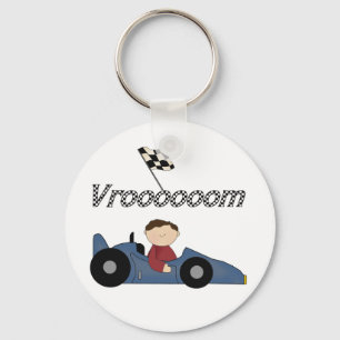 Llavero Camisetas y regalos azules del coche de carreras