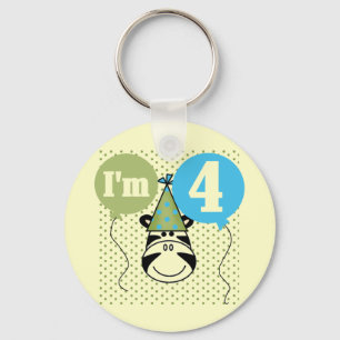 Llavero Camisetas y regalos de cuarto cumpleaños de cebra