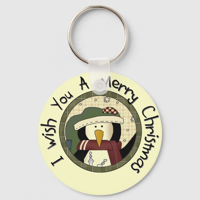 Llavero Camisetas y regalos de Navidad Penguin Merry (Anverso)