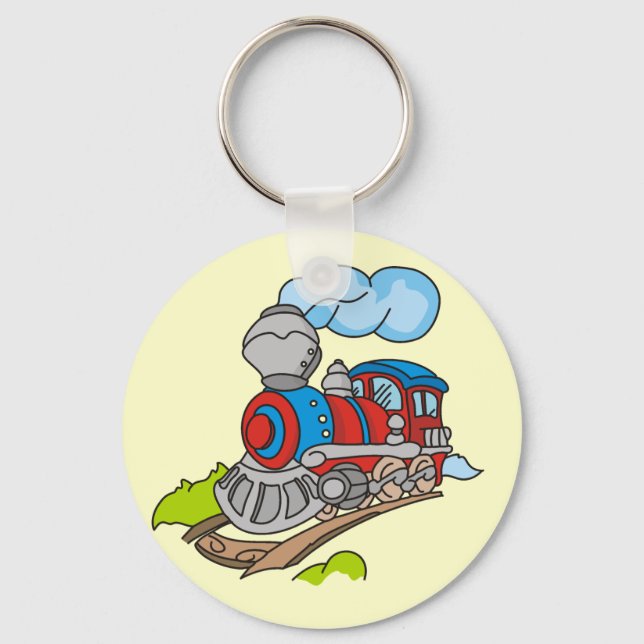 Llavero Camisetas y regalos de tren rojo y azul (Anverso)