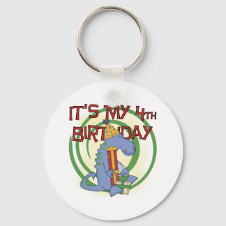 Llavero Camisetas y regalos del cuarto cumpleaños de Dinos