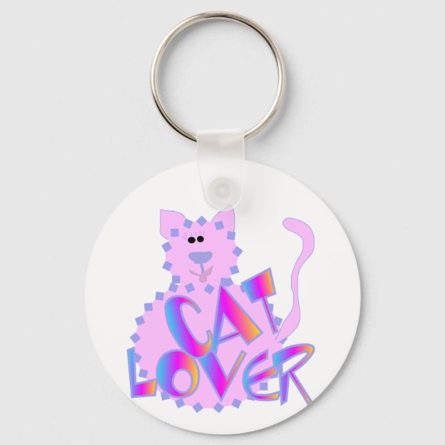 Llavero Camisetas y regalos rosados del amante del gato (Anverso)