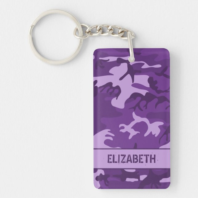 Llavero Camo Camuflaje Morado Personalizado (Frente)