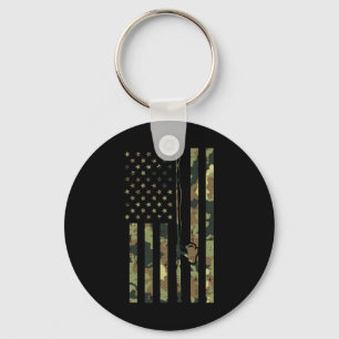 Llavero Camo Us Bandera Pesca Rod Pole Vintage Patriótico 