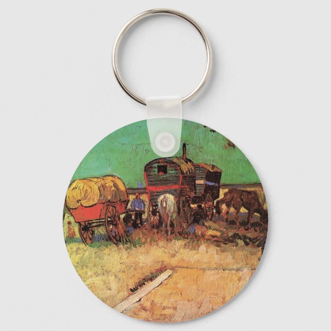 Llavero Campamento de gitanos con caravanas, Van Gogh (Anverso)