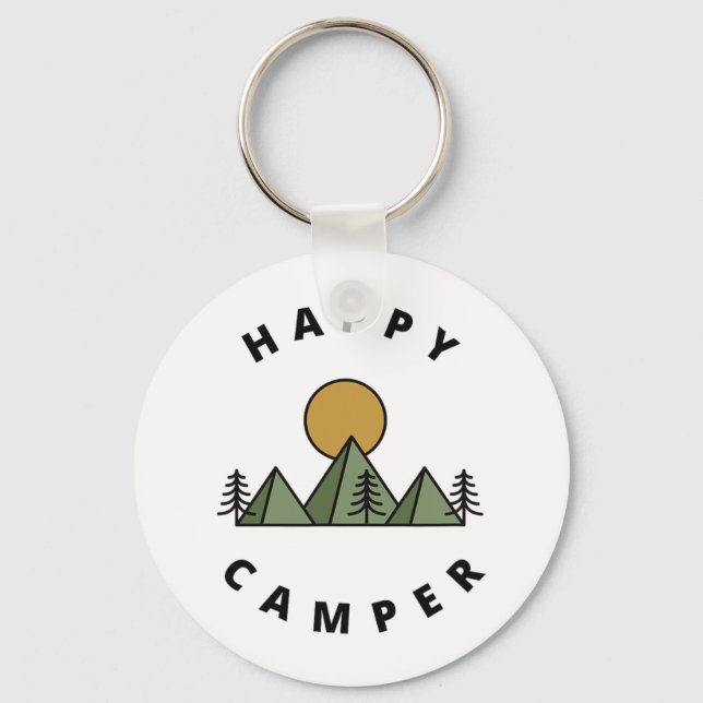 Llavero Campamento Feliz Camping Bosque Montañas Mínimo (Anverso)