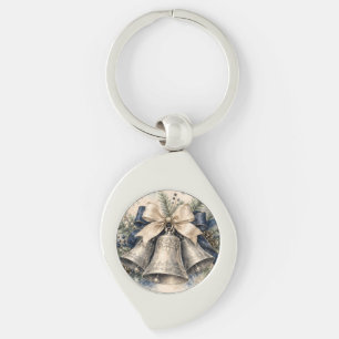 Llavero Campanas de Navidad de plata elegantes en acuarela