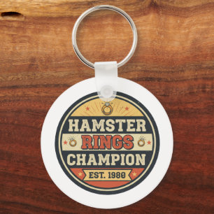 Llavero Campeón de Anillos de Hámster Insignia Retro