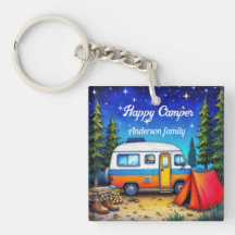 Camper Camping Blue Green Nature Watercolor