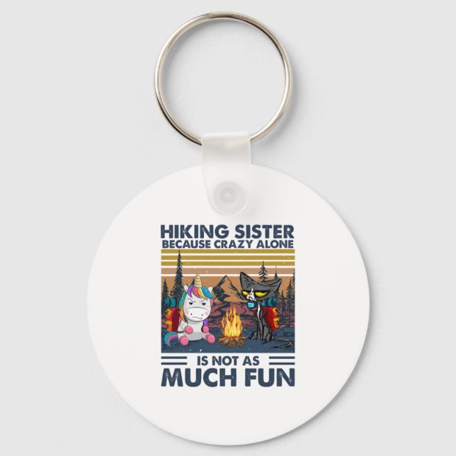 Llavero Camper Gift | Hiking Sister Because Crazy Alone (Anverso)