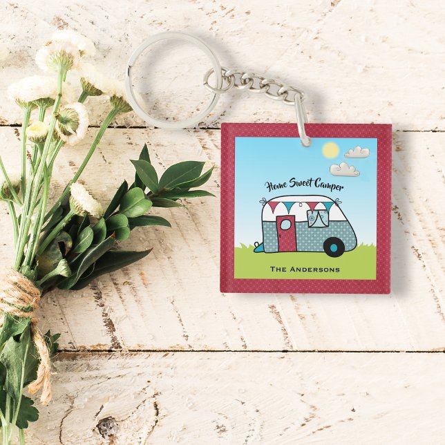 Llavero Camper Verde azulado y rojo retro  (Subido por el creador)