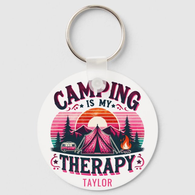 Llavero Camping Es Mi Terapia (Anverso)