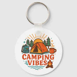 Llavero Camping Vibes Metal Circle Keychain