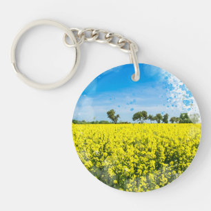 Llavero Campo con flores amarillas y cielo azul