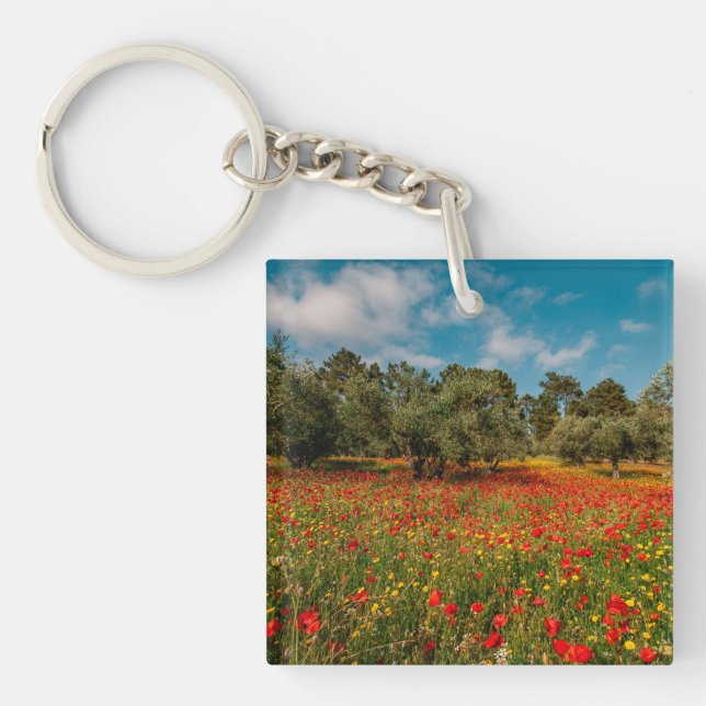 Llavero campo con flores y árboles (Frente)